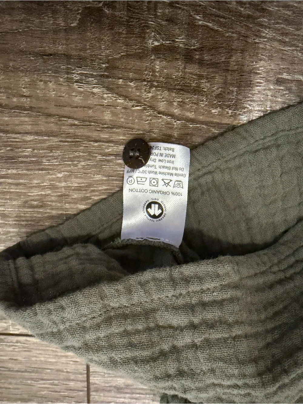 Simple Folk organic cotton Muslin Henley Top in Sage Green